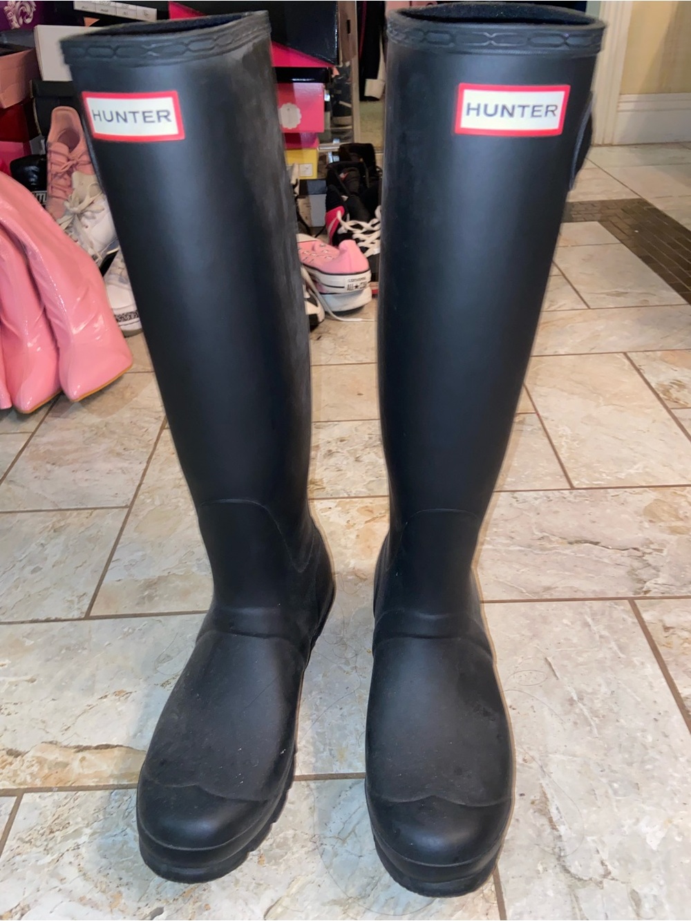 Hunter Black Tall Rain Boots